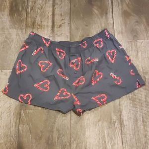 Victoria's Secret PINK sleepwear pajama shorts Christmas candy cane hearts